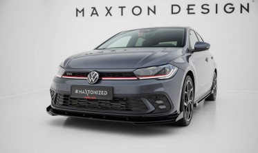 Диффузор + боковые накладки Street Pro на передний бампер VW Polo GTI Mk6 рестайл фото