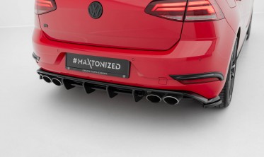 Центральный тюнинг диффузор (накладка) на задний бампер VW Golf МК7 R рестайл фото