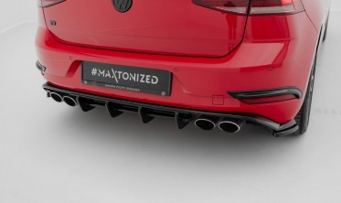 Центральный тюнинг диффузор (накладка) на задний бампер VW Golf МК7 R рестайл фото
