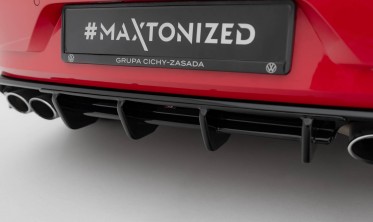 Центральный тюнинг диффузор (накладка) на задний бампер VW Golf МК7 R рестайл фото