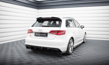Тюнінг дифузор заднього бампера Audi A3 8V S-Line Sportback під одну насадку фото