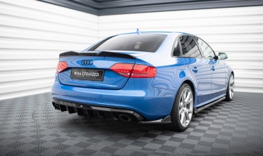 Тюнінговий дифузор заднього бампера Audi A4 B8 Sedan S-line під одинарні насадки Maxton-design фото