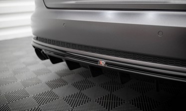 Тюнінг дифузор на задній бампер Maxton-design для Audi A4 B9 S-line (під одну насадку) фото
