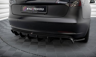 Тюнінг накладка на задній бампер Tesla Model 3, чорна глянцева фото