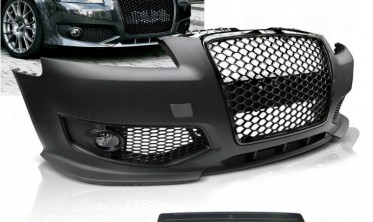 Передній бампер Audi A3 8P 2005-2008 в стилі RS з чорною решіткою фото