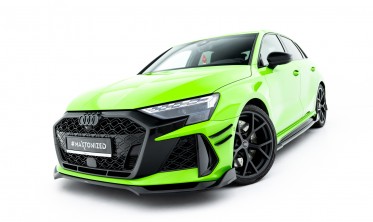 Тюнинг юбка на передний бампер Audi RS3 8Y Sedan, Sportback вар. 2 (обвес Макстон) фото