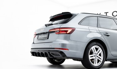 Тюнинг диффузор на задний бампер Audi A4 B9 / A4 B9 S-line (трапециевидные насадки) фото
