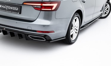 Бокові накладки (елерони) на задній бампер Audi A4 B9 під диф. AU-A4-B9-AV-RS1 фото