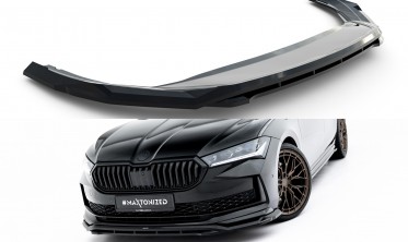 Тюнинг сплиттер на передний бампер Skoda Superb Mk4 Sportline вар. 1 фото