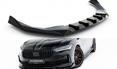 Накладка на передний бампер Skoda Superb Mk4 Sportline вар. 2 Maxton design фото