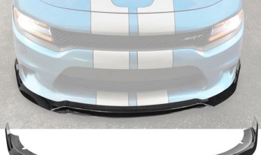 Тюнинговый диффузор переднего бампера Dodge Charger 2015-2021 srt v3 черный глянцевый фото
