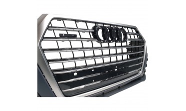 Передній бампер Audi Q7 4M 2015-2020 стиль S-line, срібна решітка фото