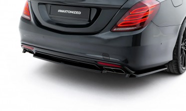 Центральный тюнинг диффузор на задний бампер Mercedes-Benz S W222 AMG-Line вар. 2 Макстон дизайн фото