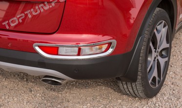 хром накладки на задние противотуманные фонари Kia Sportage фото