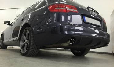 Диффузор заднего бампера Audi A6 C6 рестайл в стиле RS фото