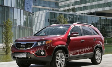 пороги (подножки боковые) Kia Sorento (черные) фото