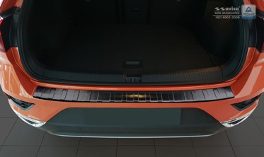 защитная накладка с загибом на бампер Volkswagen T-Roc (черная) фото