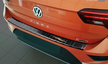защитная накладка с загибом на бампер Volkswagen T-Roc (черная) фото
