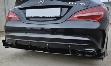 Тюнінговий дифузор на центр заднього бампера Mercedes CLA A45 AMG C117 Fl вер.3 фото