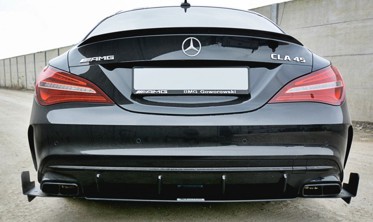 Тюнинговый диффузор на центр заднего бампера Mercedes CLA A45 AMG C117 Fl вер.3 фото
