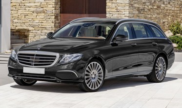 захисна накладка на бампер із загином та ребрами Mercedes E W213 (чорна) фото