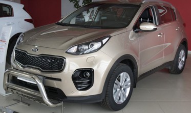 захисна накладка на бампер із загином та ребрами Kia Sportage IV чорна фото