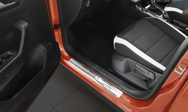 Накладки на пороги Volkswagen T-Roc з написом Sportline (глянсові) фото