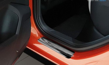 Накладки на пороги Volkswagen T-Roc з написом Sportline (чорні глянсові) фото