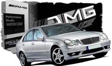 бампер передний Mercedes W203 стиль AMG C32 фото