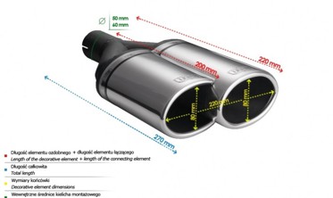 Насадка глушителя сдвоенная овальная Ulter N2-54L* (левая) фото