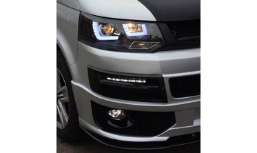 Боковые решетки в бампер с DRL Volkswagen T5 рестайл фото