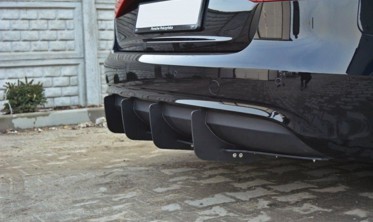 Центральный диффузор заднего бампера Audi A4 B8 рестайл фото