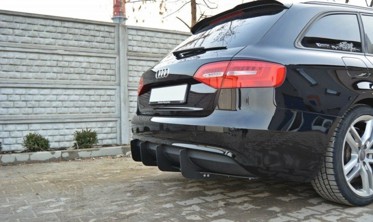 Центральный диффузор заднего бампера Audi A4 B8 рестайл фото