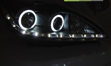 Чорні фари передні Ford Focus 2 рестайл з кільцями CCFL фото