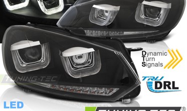 Черные фары передние Volkswagen GOLF 6 с динамическими поворотами фото