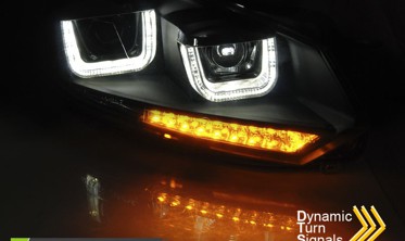 Черные фары передние Volkswagen GOLF 6 с динамическими поворотами фото