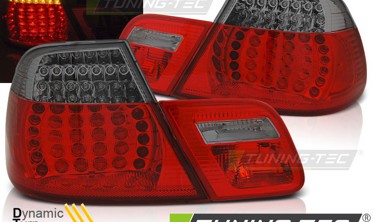 LED фонари задние BMW 3 E46 купе красно-тонированные с бегущими поворотами фото