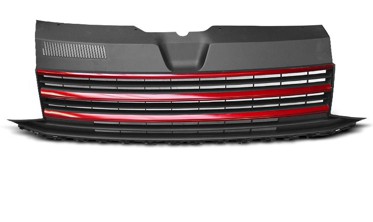 Решітки тюнінгові VW T6 Transporter чорні з червоними смужками фото
