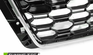 Решетка радиатора AUDI A4 B9 в стиле RS4 черная с хромом (с PDC) фото