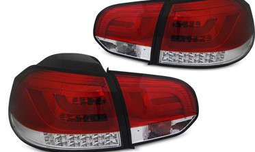 Тюнинговые LED фонари задние Volkswagen GOLF 6 красно-белые фото