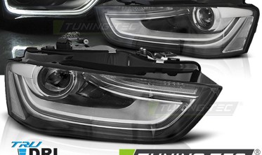 Передние фары с линзами Audi A4 B8 рестайл черные фото