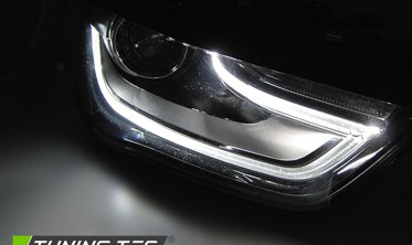 Передние фары с линзами Audi A4 B8 рестайл черные фото