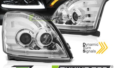 Фары передние Toyota Land Cruiser Prado 120 с LED габаритами и двумя линзами фото