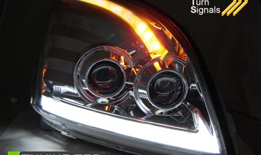 Фары передние Toyota Land Cruiser Prado 120 с LED габаритами и двумя линзами фото