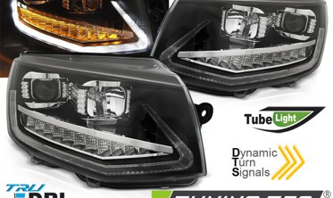 Передние фары с линзами и диодами VOLKSWAGEN T6 дорестайл фото
