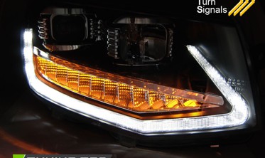 Передние фары с линзами и диодами VOLKSWAGEN T6 дорестайл фото