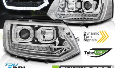 Led фары передние VOLKSWAGEN T5 рестайл в стиле VW T6 (динамический поворот) фото