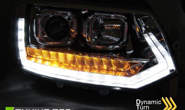 Led фары передние VOLKSWAGEN T5 рестайл в стиле VW T6 (динамический поворот) фото