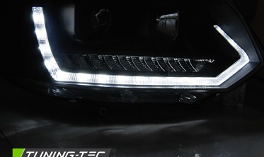 Черные Led фары передние VOLKSWAGEN T5 послерестайл стиль VW T6  фото