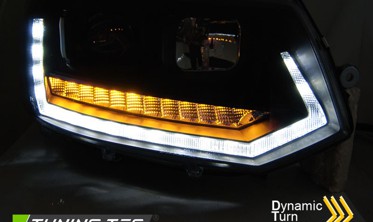 Черные Led фары передние VOLKSWAGEN T5 послерестайл стиль VW T6  фото